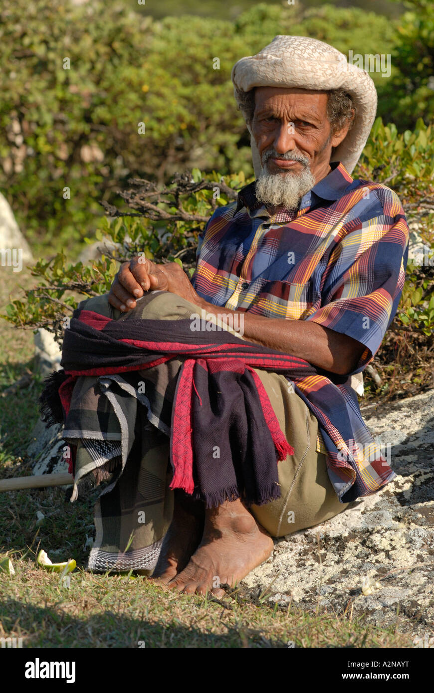 Socotri old man from Socotra island Yemen Stock Photo