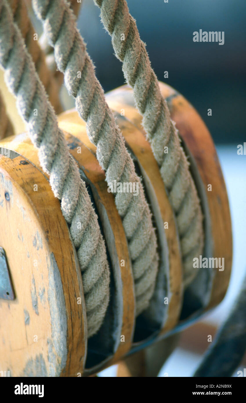 Close-up of sailboat rigging Stock Photo