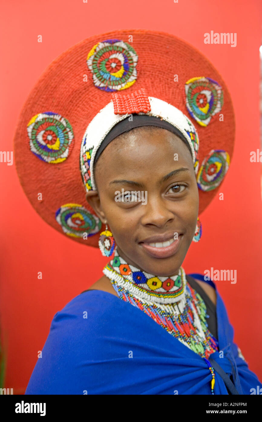 Portrait of woman in traditional clothing, Durban, South Africa Stock Photo