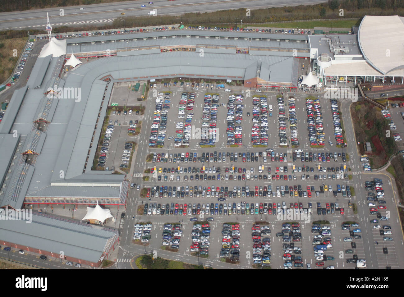Aerial McArthur Glen Retail Area Sarn Bridgend South Wales Stock Photo