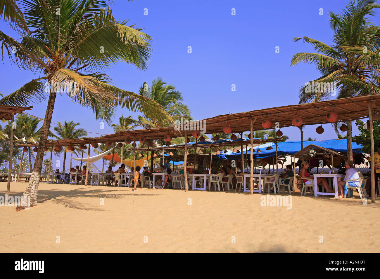 India South Goa Utorda Beach Zeebop Beach Shack Stock Photo