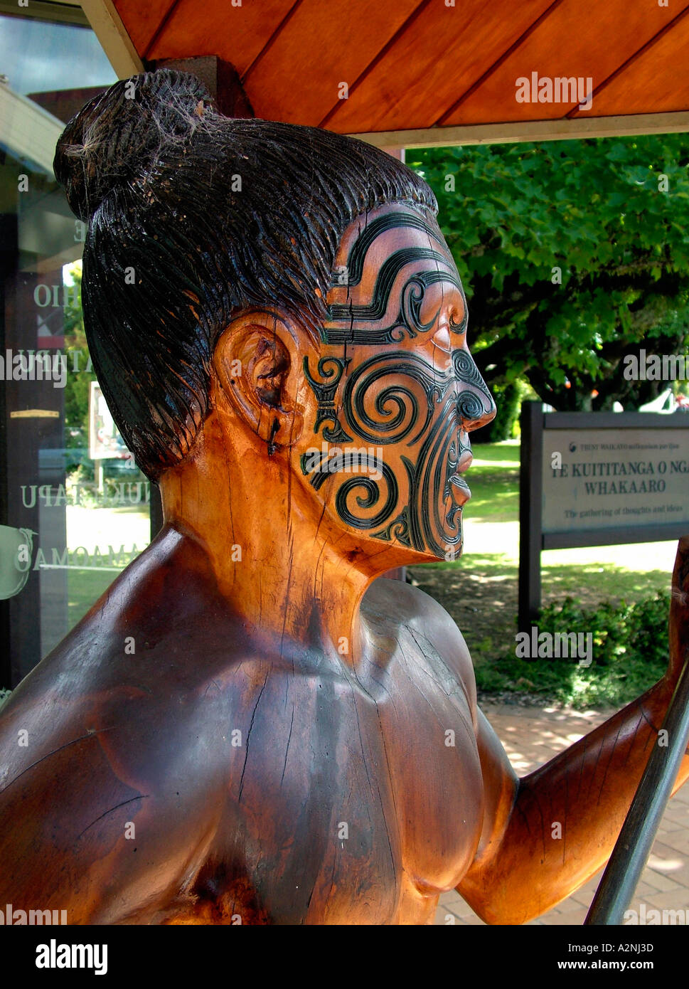 Wood carving of Maori warrier with traditional facial tattoo moko North Island New Zealand Stock Photo - Alamy Wood carving of Maori warrier with traditional facial tattoo moko North Island New Zealand Stock Photo - Alamy