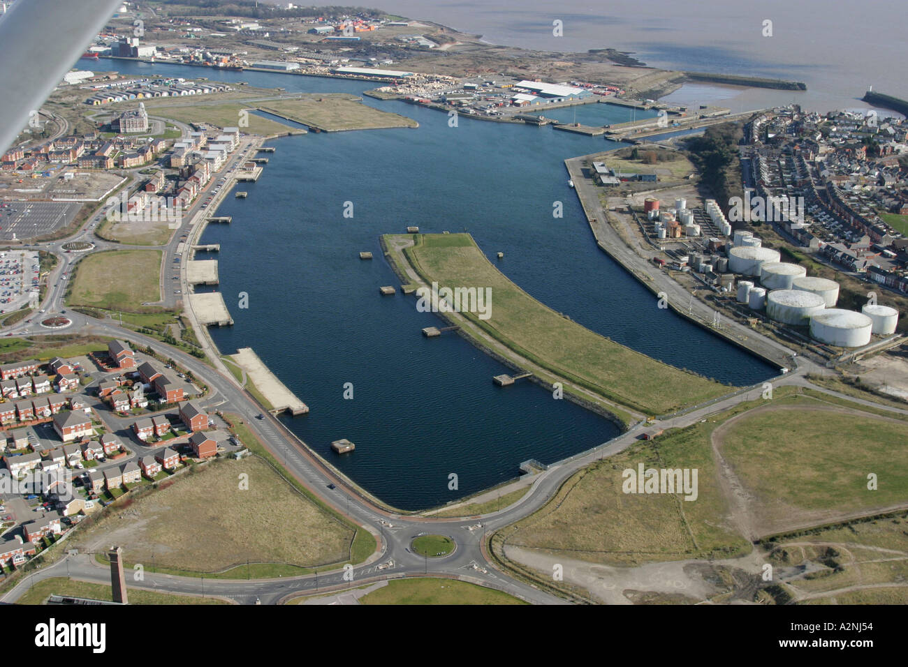 Aerial Barry Waterfront and Docks Vale of South Wales Stock