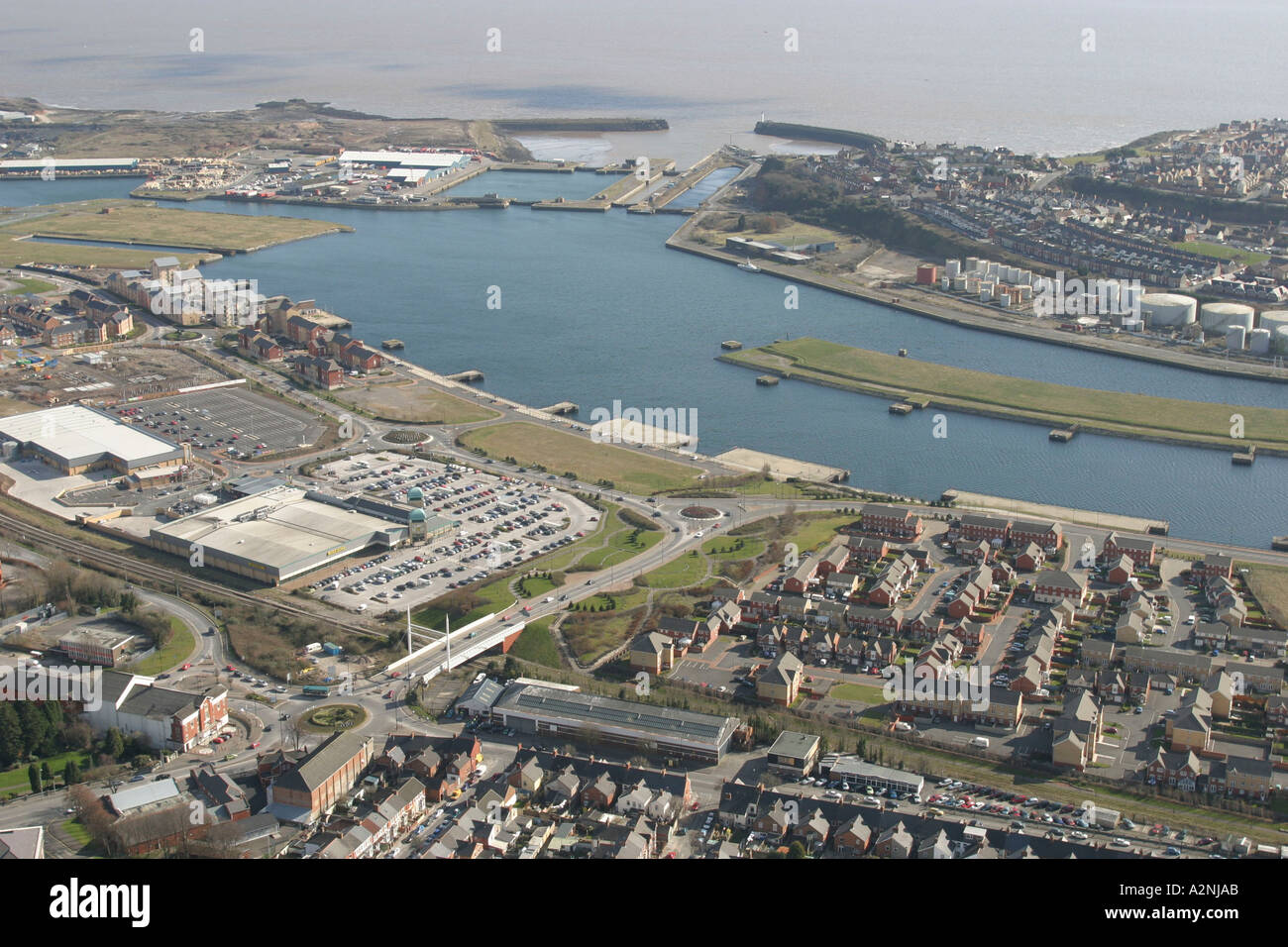 Aerial Barry Waterfront and Docks Vale of South Wales Stock