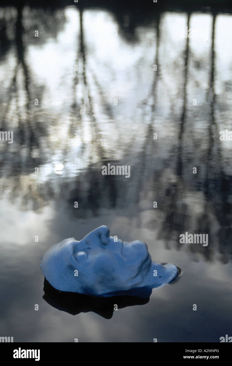 Closeup of head of mannequin floating in water Stock Photo Alamy