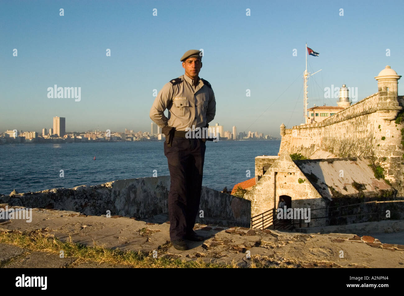 Policeman at Morro Castle, Havana Cuba Stock Photo