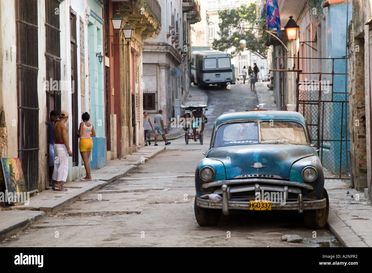Classic American 1950s Plymouth car parked in the street, Havana Cuba Stock Photo