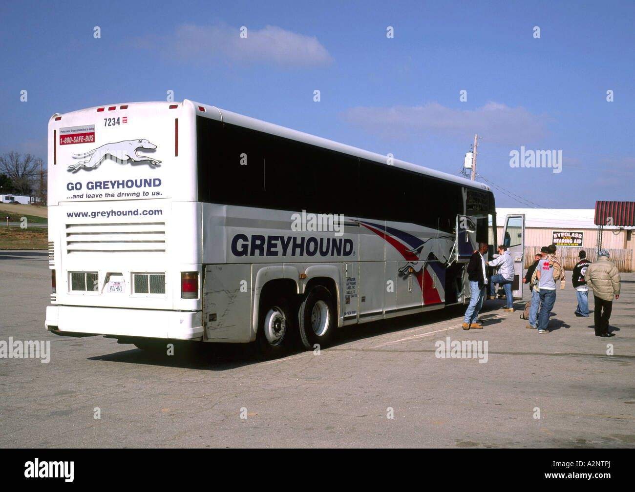 Greyhound bus at a pit stop in Florida Stock Photo
