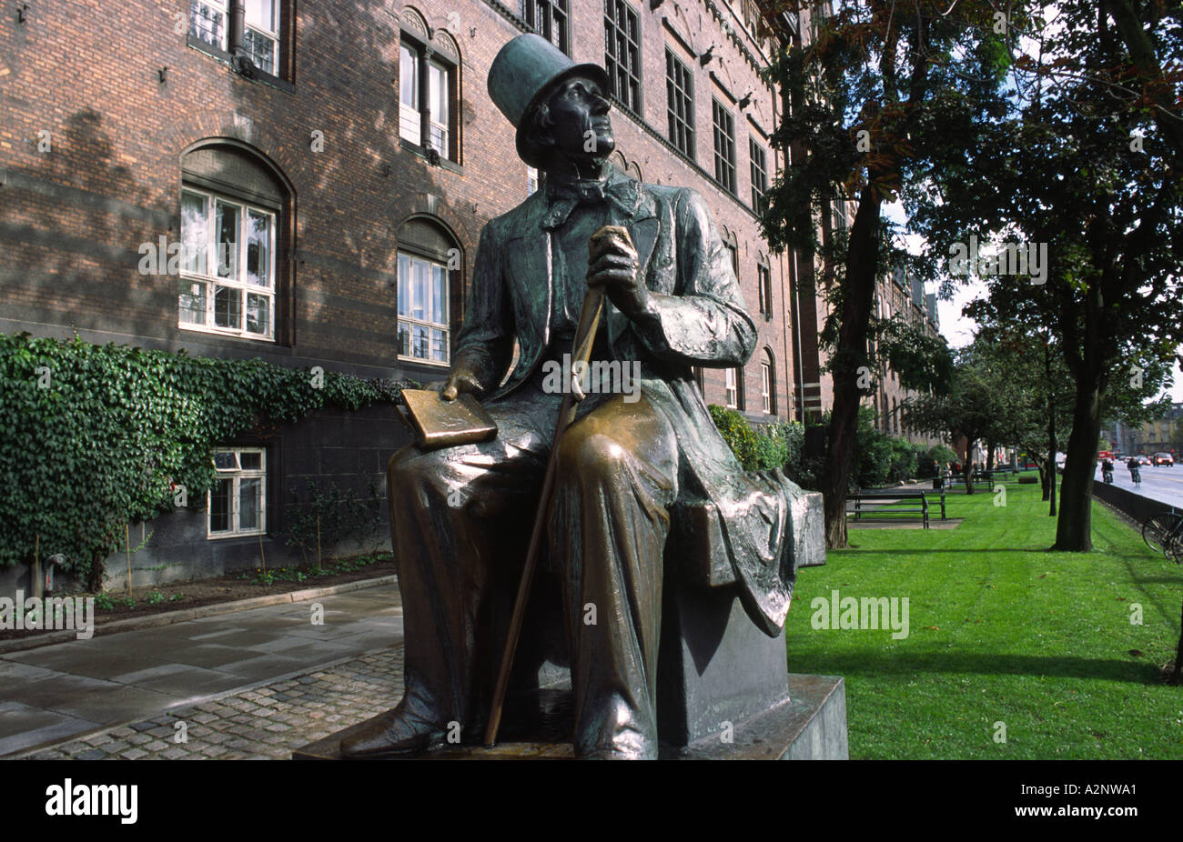 Bronze statue of Hans Christian Andersen in central Copenhagen Denmark ...