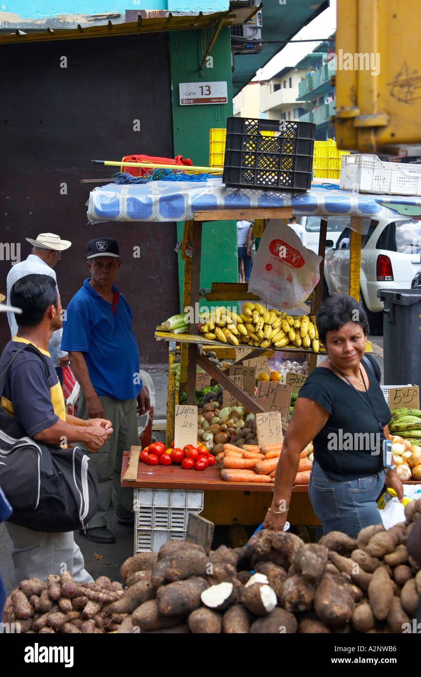 A vegetable vendor at La Bajada de Salsipuedes Panama Stock Photo