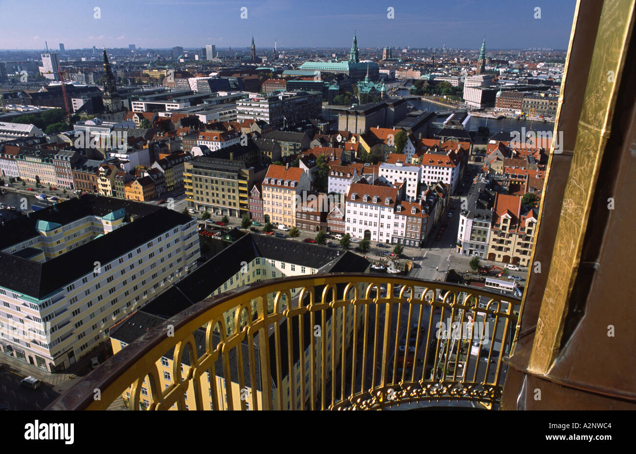 Exterior spiral staircase of Vor Frelsers Kirke in Copenhagen Denmark Stock Photo