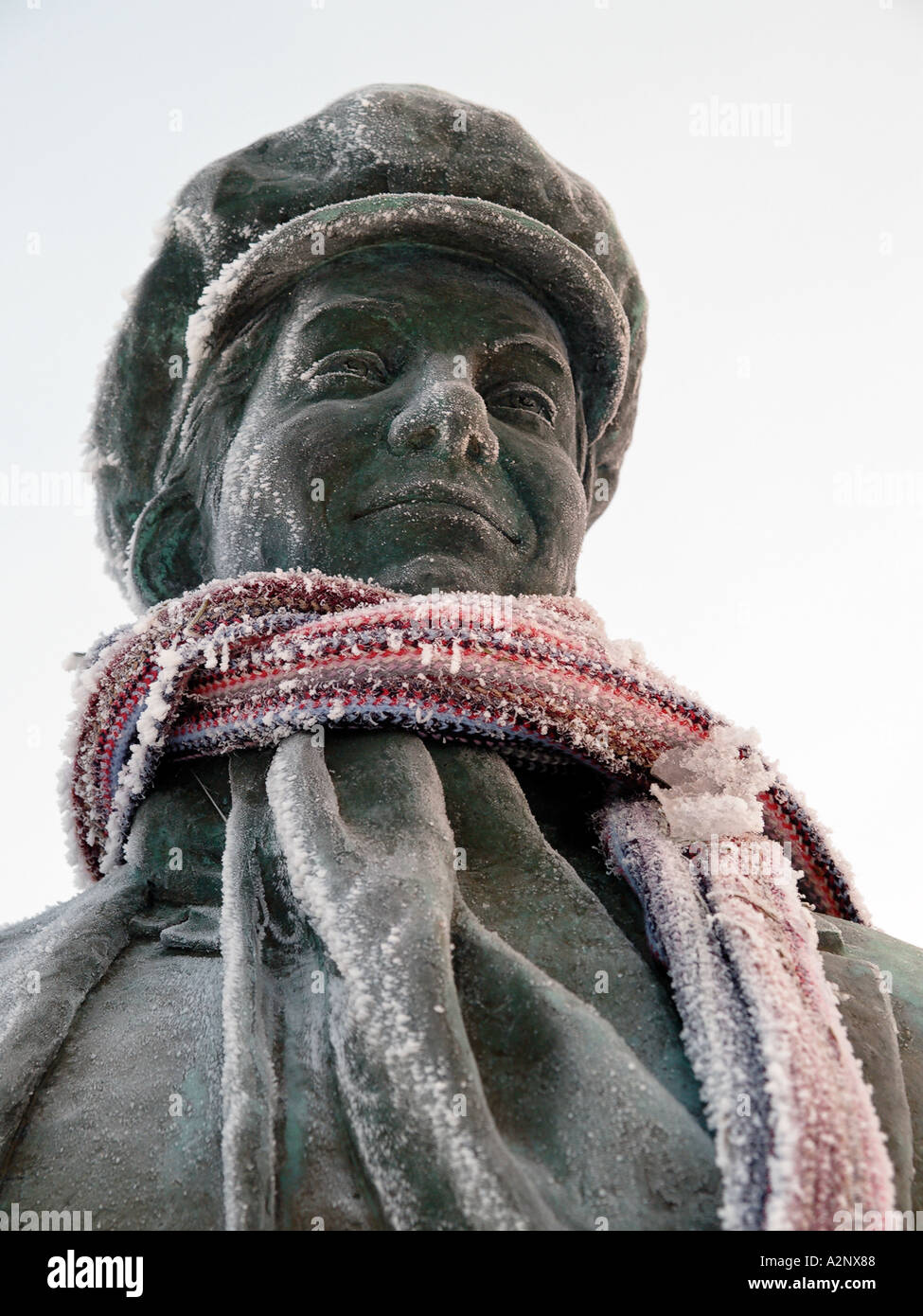 A kind soul must have felt that Thomas Edison was a bit cold and placed a scarf around his neck Stock Photo