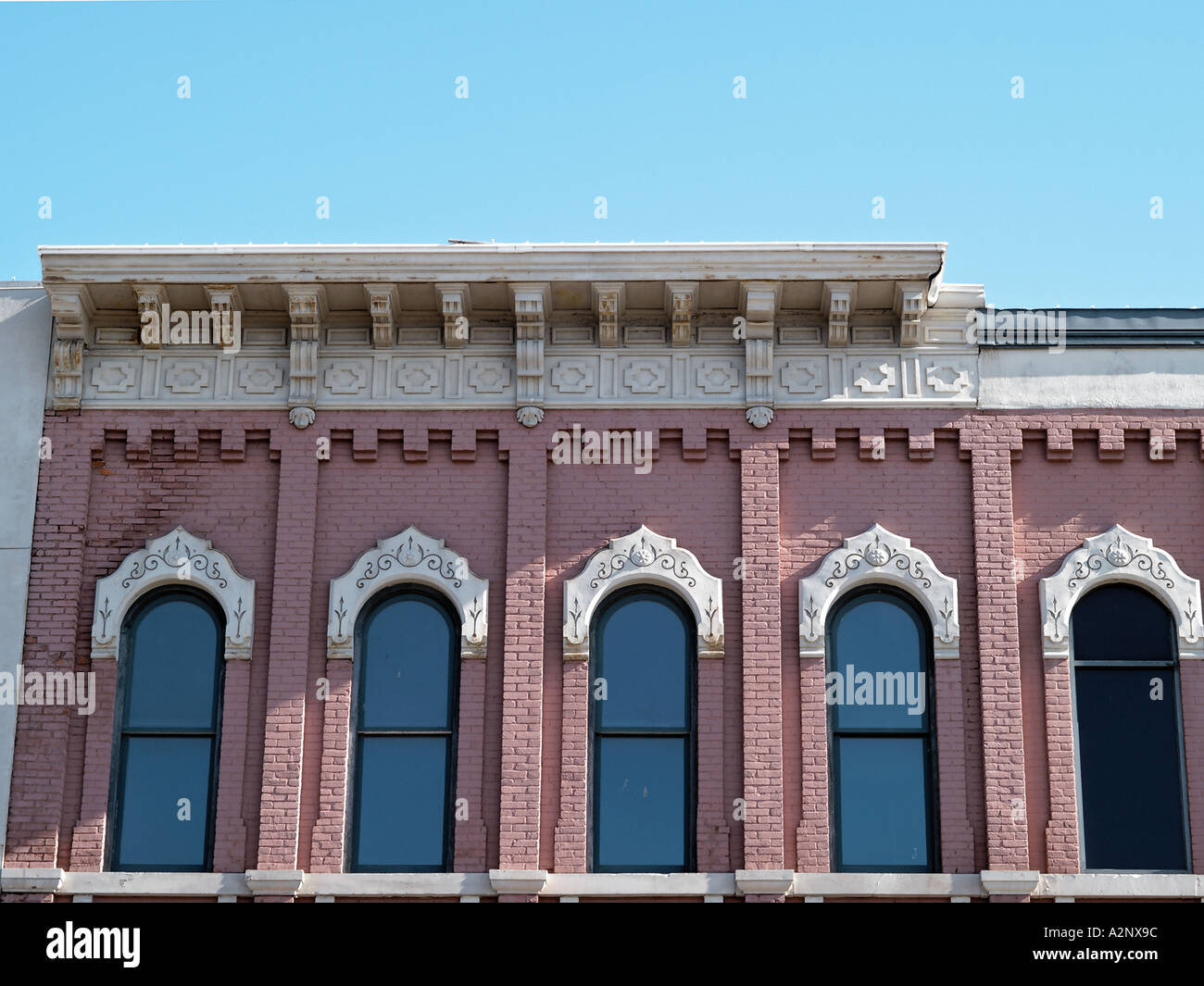 Detail view of early 20th century architecture in the downtown 