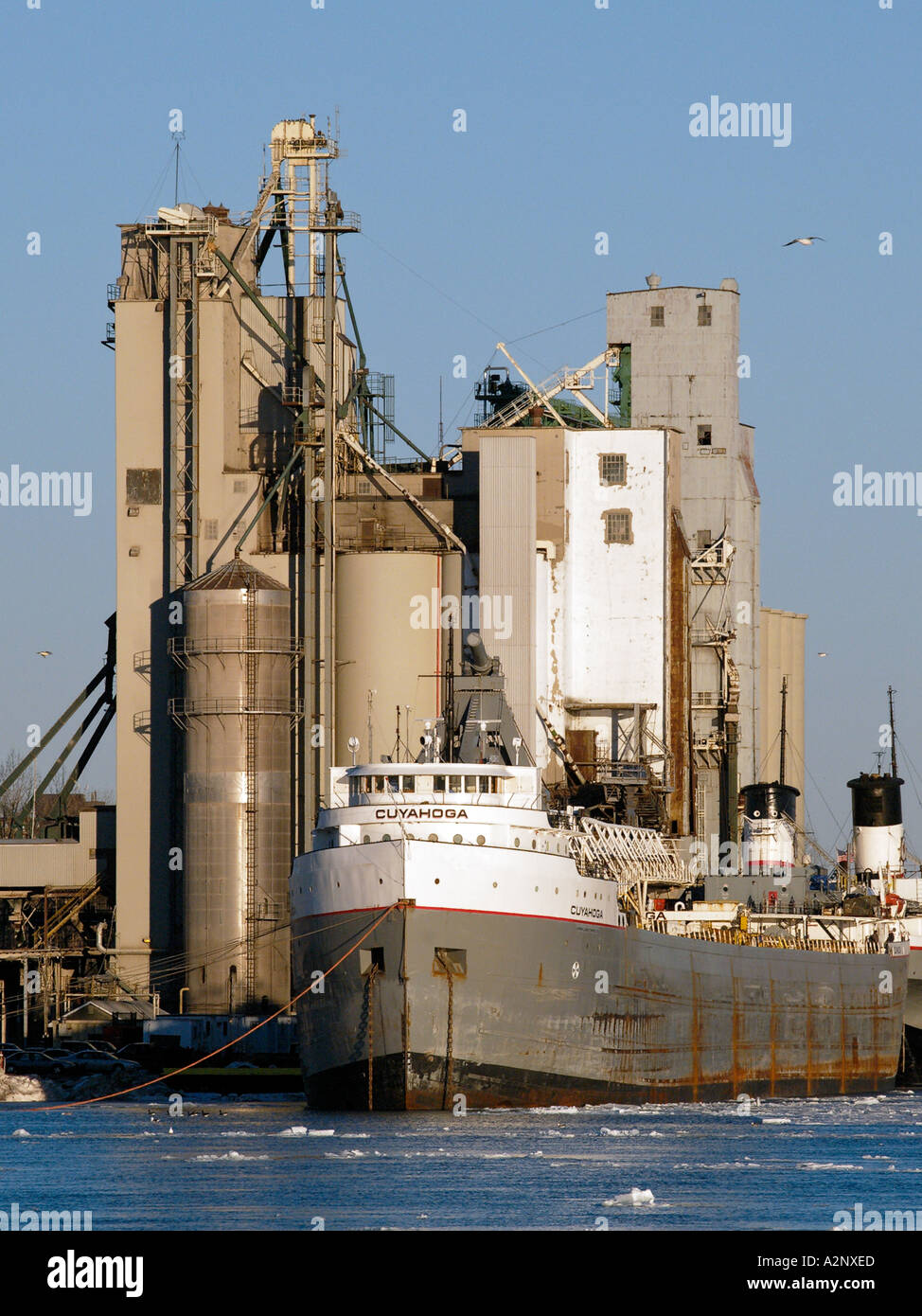 Great lakes freighter Cuyahoga is docked for the winter in the Port of Sarnia Sarnia ON Canada Stock Photo