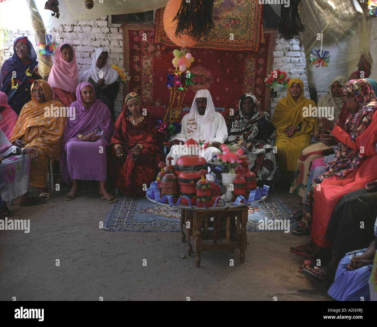 Wedding celebration, Sabonabe, Sennar State, Sudan Stock Photo