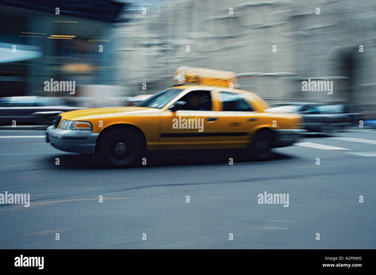 Yellow taxicab Stock Photo
