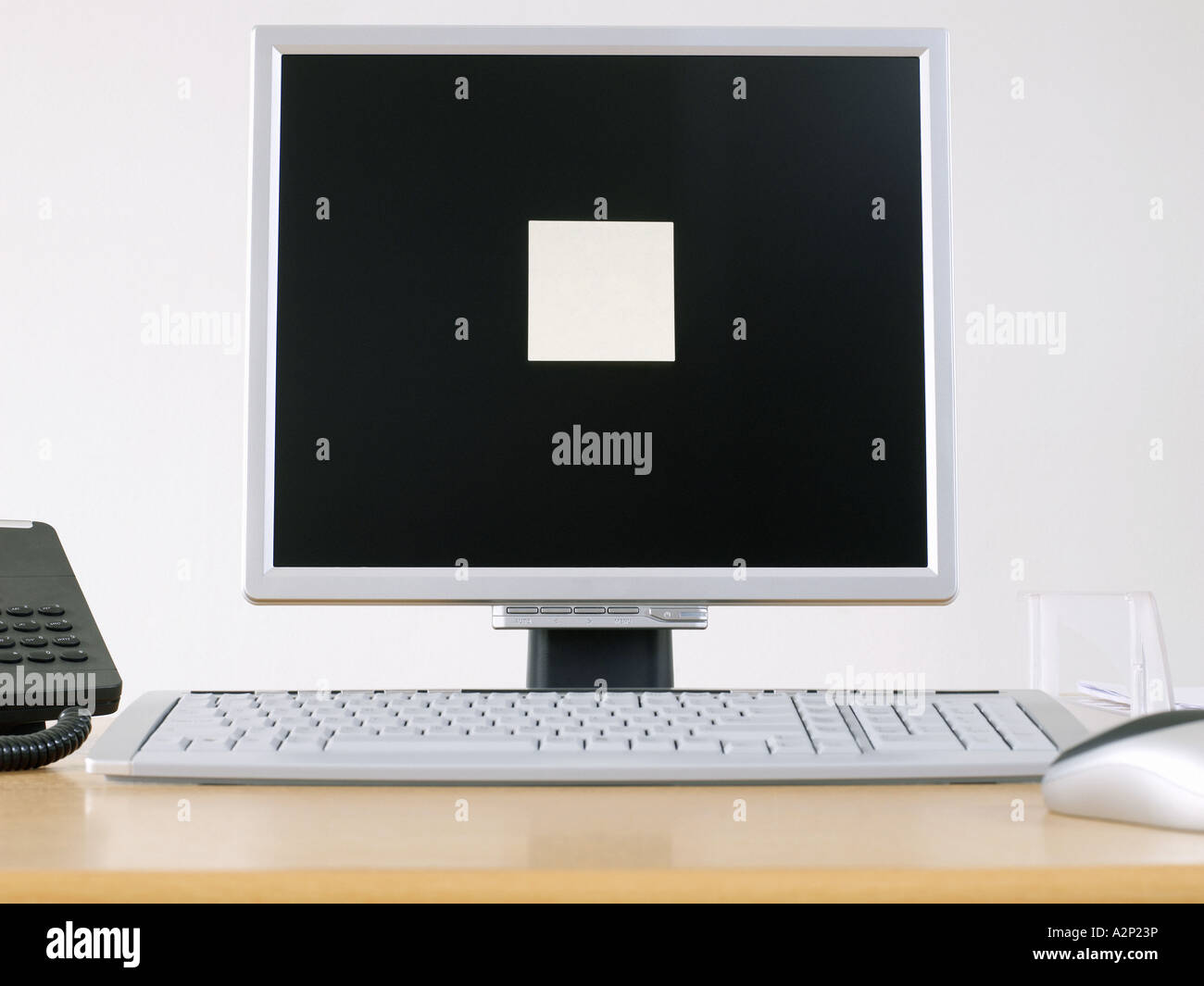 Adhesive note on computer monitor Stock Photo Alamy