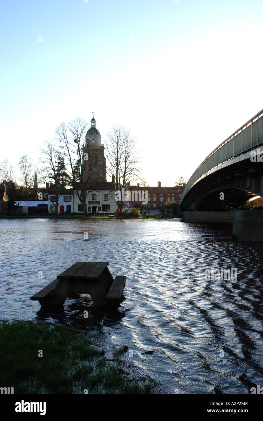 River Severn during winter floods, Upton upon Severn, Worcestershire