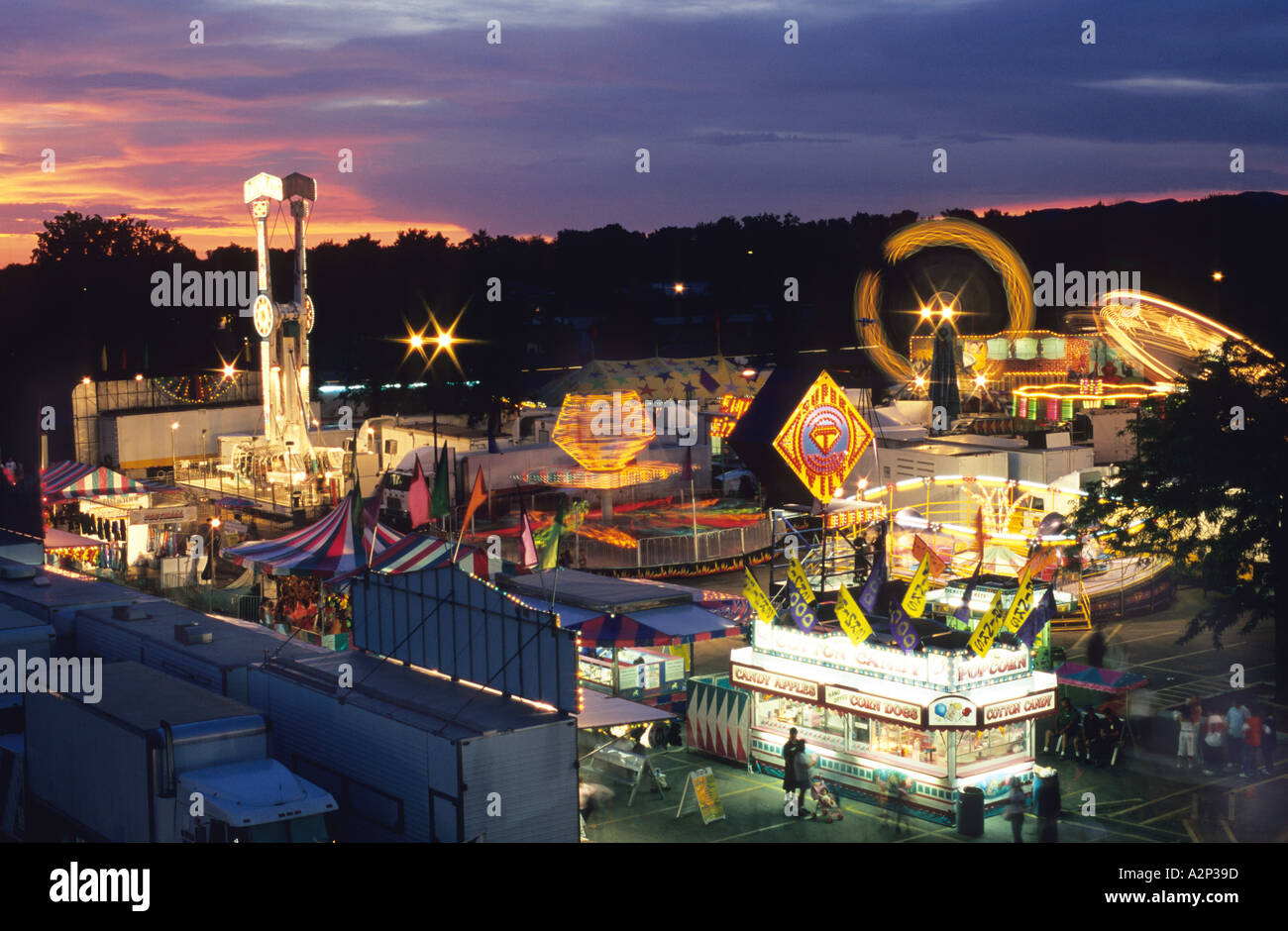 Carnival rides at night in Boise Idaho Stock Photo Alamy