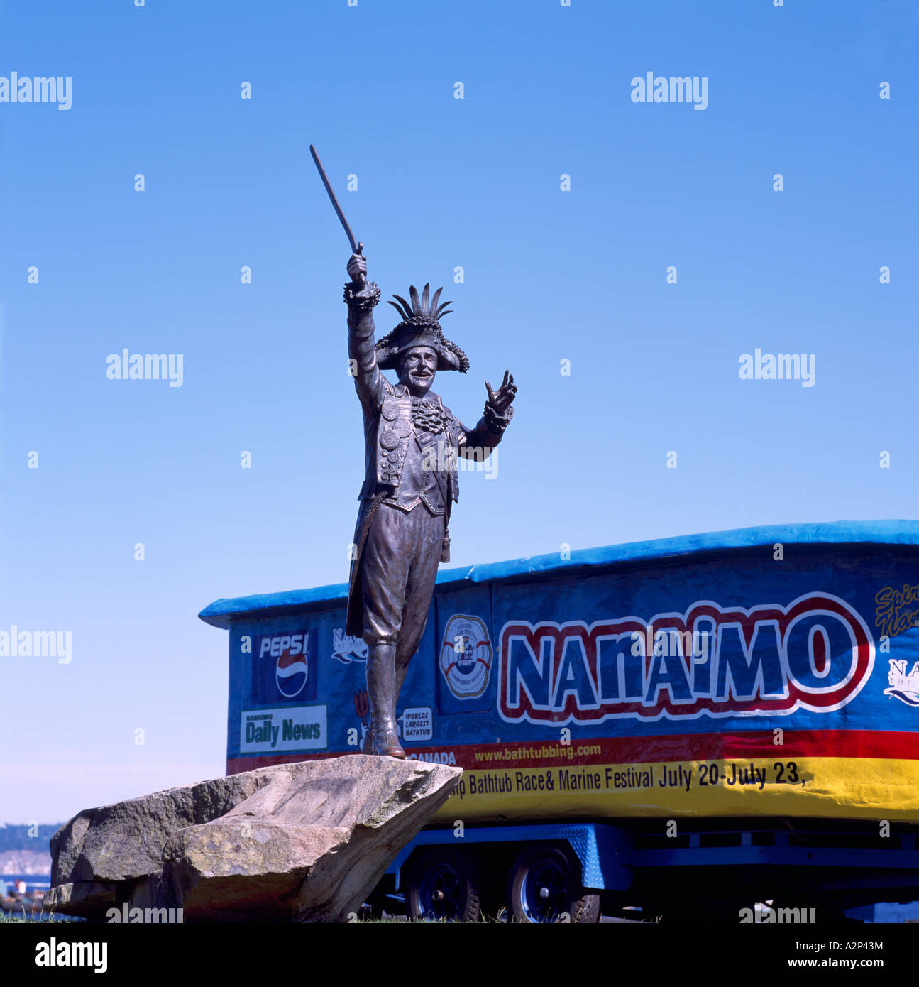 Giant Bathtub and Statue at International World Championship Bathtub Race in Nanaimo on