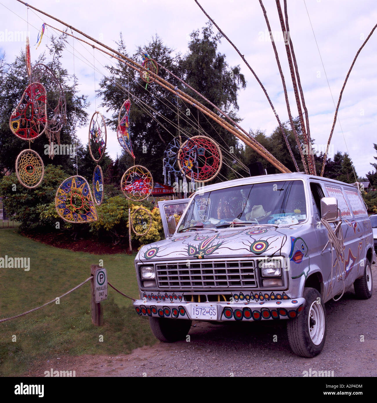 A Local Artist displays his Dreamcatcher Artwork, Tofino on Vancouver