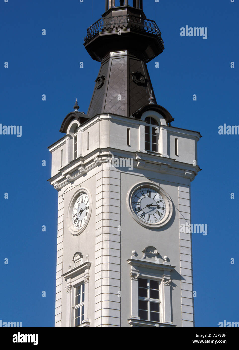 Poland Warsaw Clock Tower Theatre Square Stock Photo Alamy