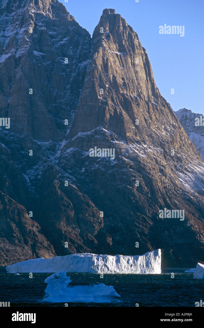 icebergs at Ofjord, Greenland, East Greenland, Scoresbysund, Tunu Stock