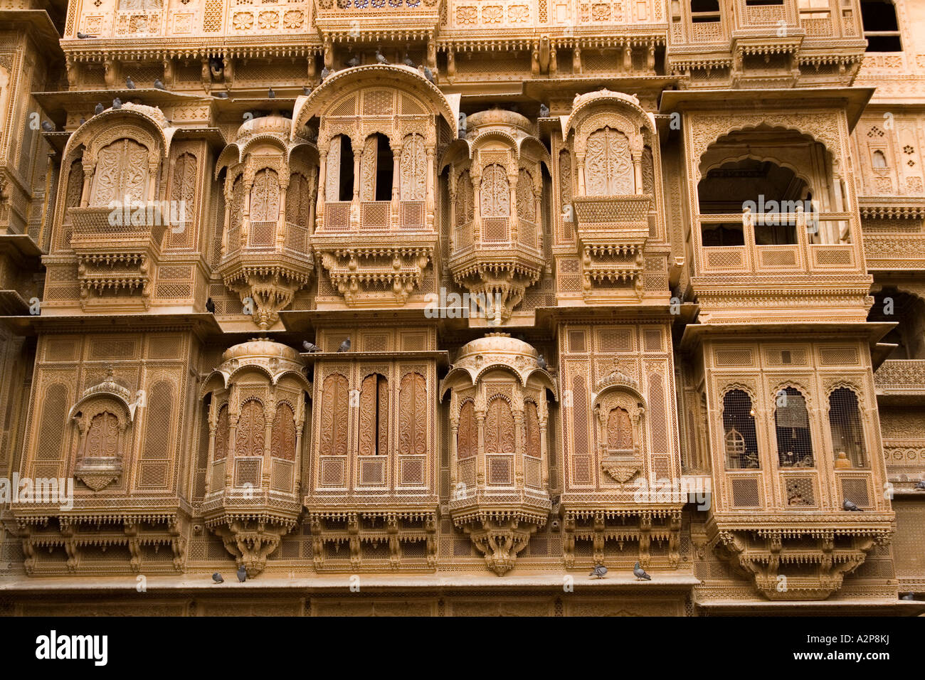 India Rajasthan Jaisalmer shuttered windows of Patwon ki Haveli