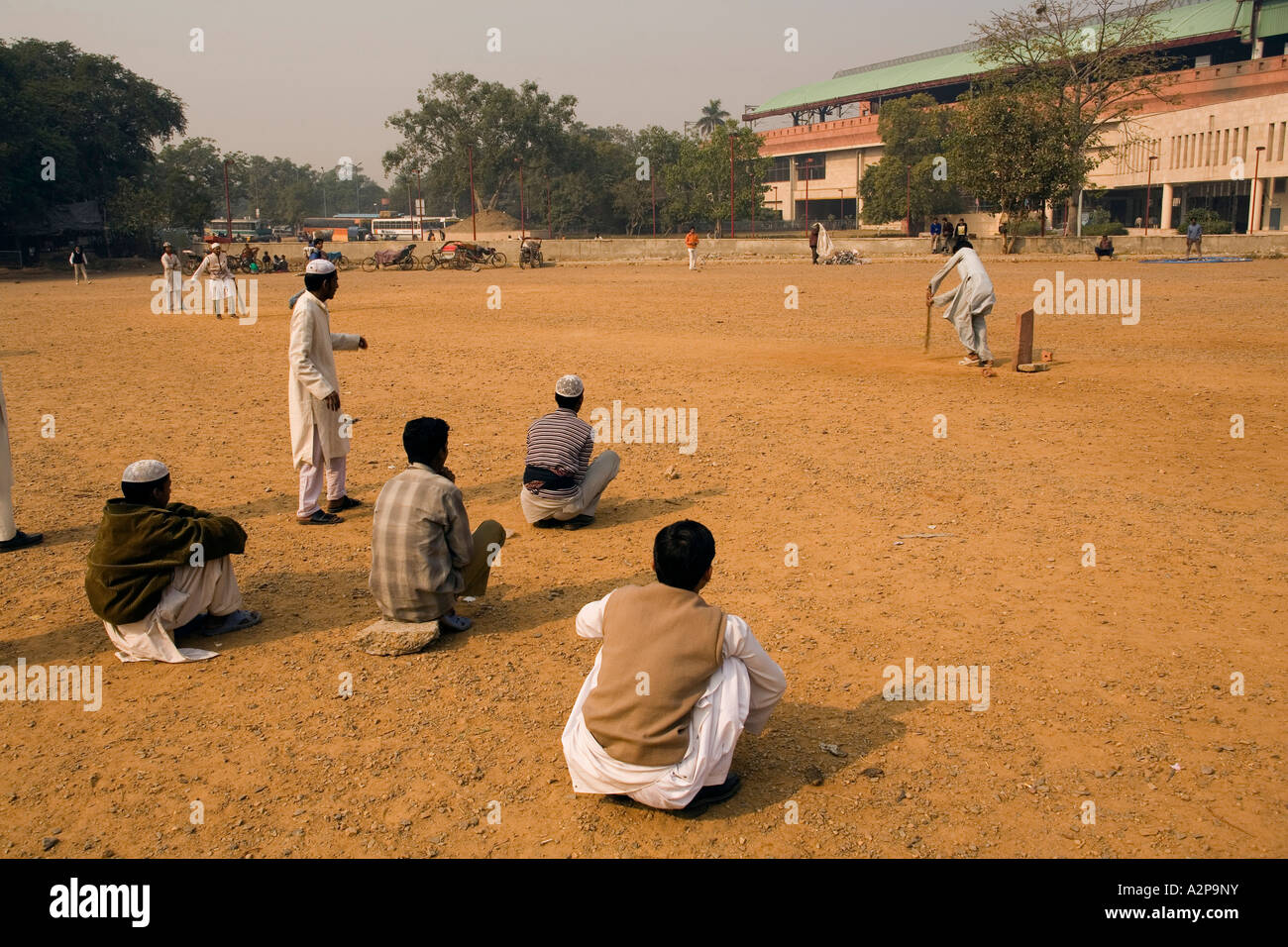 India Delhi Old Delhi Kashmir Gate Moslem boys playing cricket on Friday Stock Photo