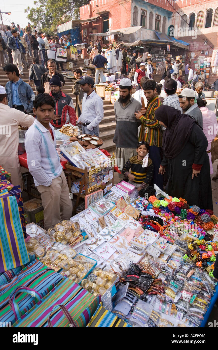 India Delhi Old Delhi Jamia Masjid Eid al Adha festival market trinket stall Stock Photo