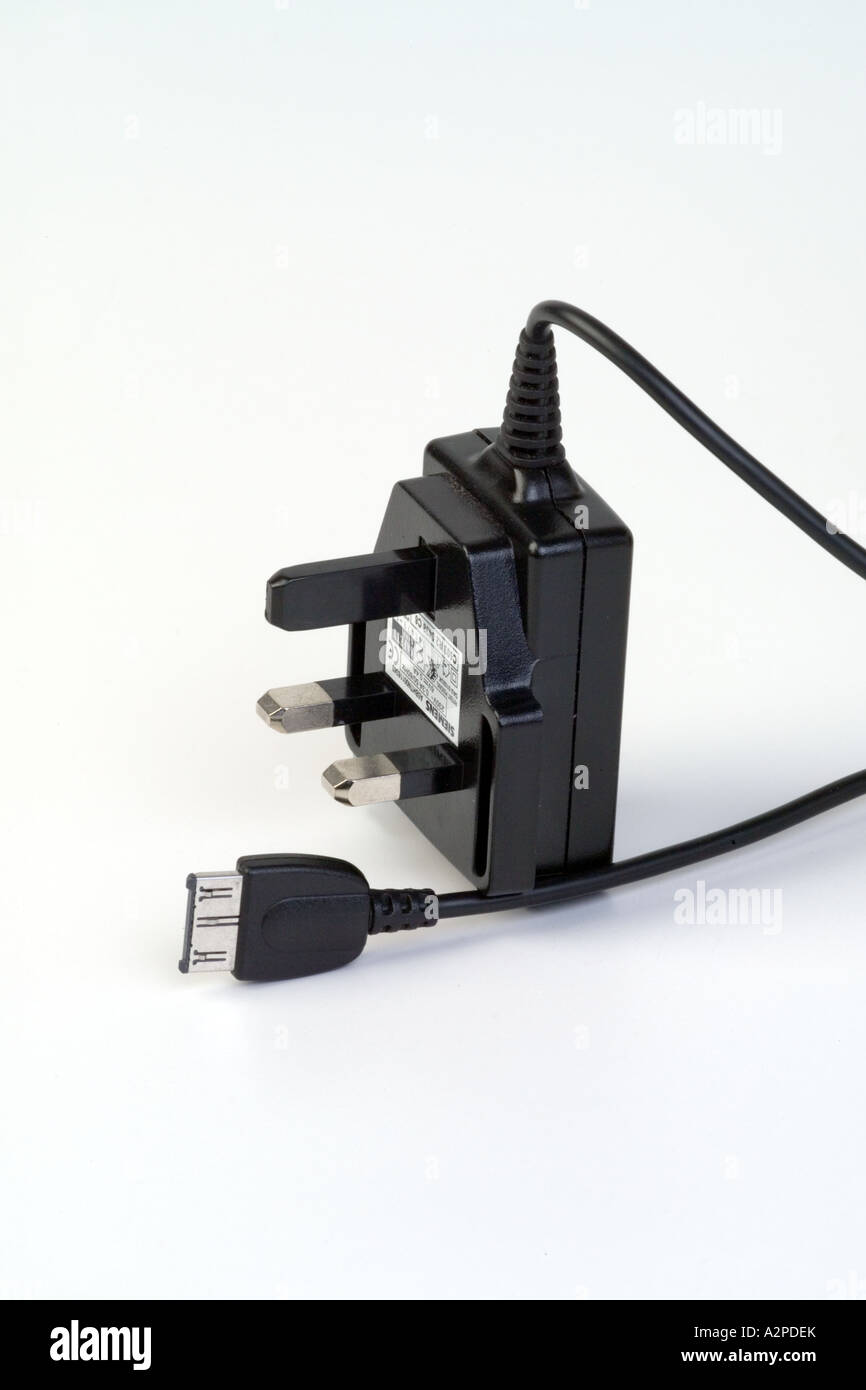 240v UK mains 3 pin plug phone charger Stock Photo