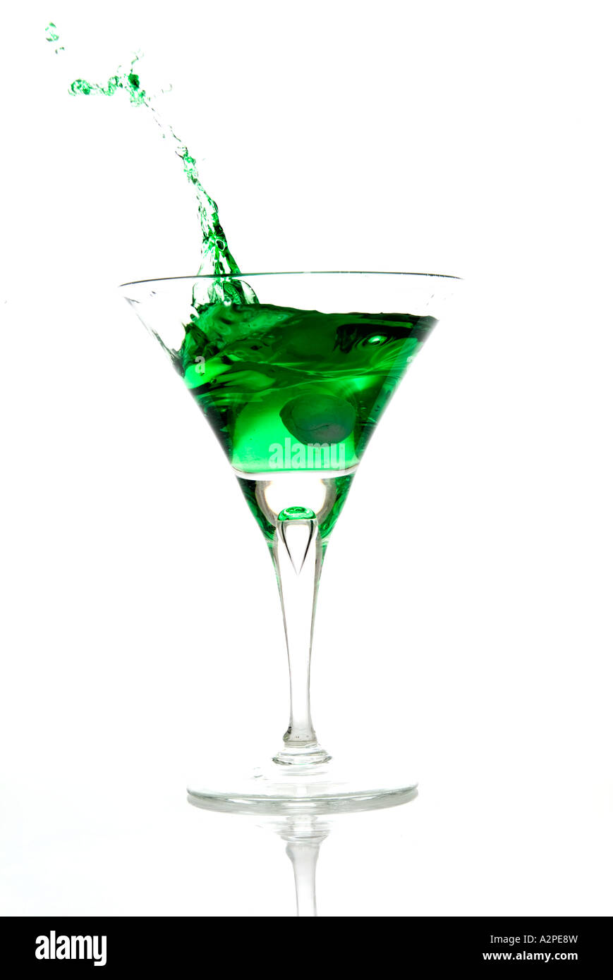 cocktail with olive splash Stock Photo