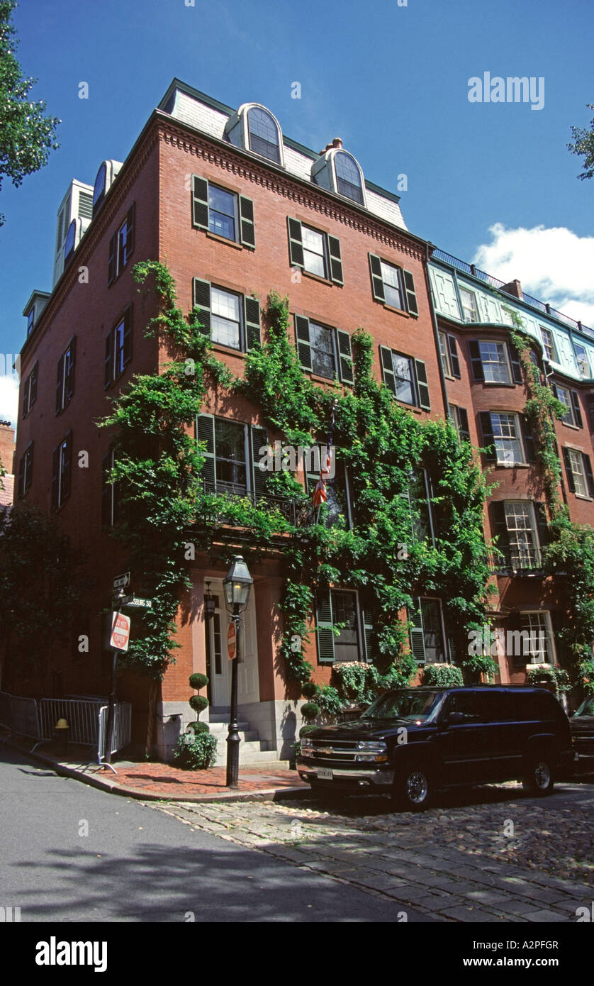 Home of Senator John Kerry, Louisburg Square, Beacon Hill, Boston, Massachusetts, New England, USA Stock Photo