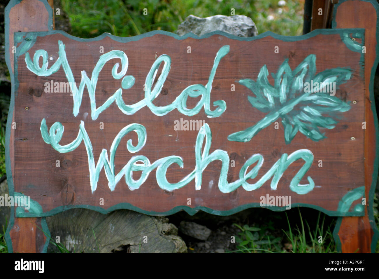 sign 'Wildwochen' Stock Photo