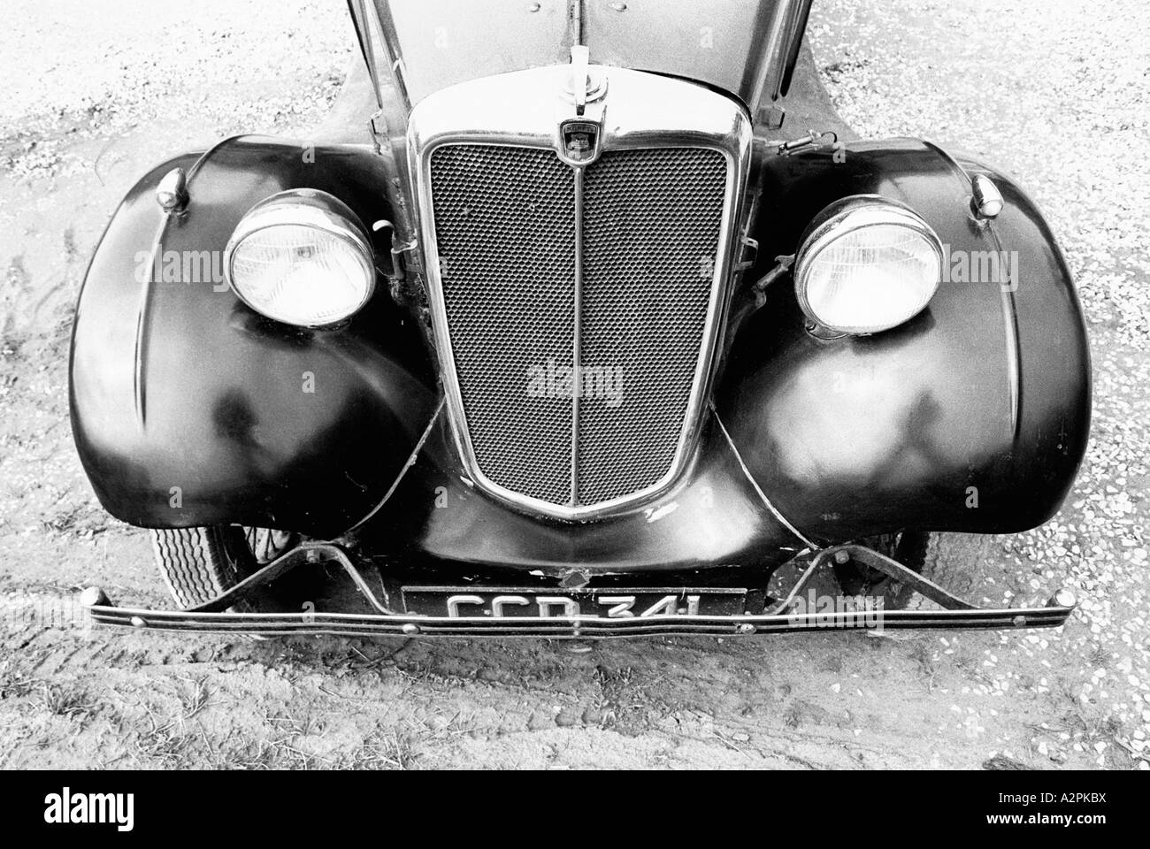 Front of a 1935 Morris Eight car found in a Norfolk barn Stock Photo