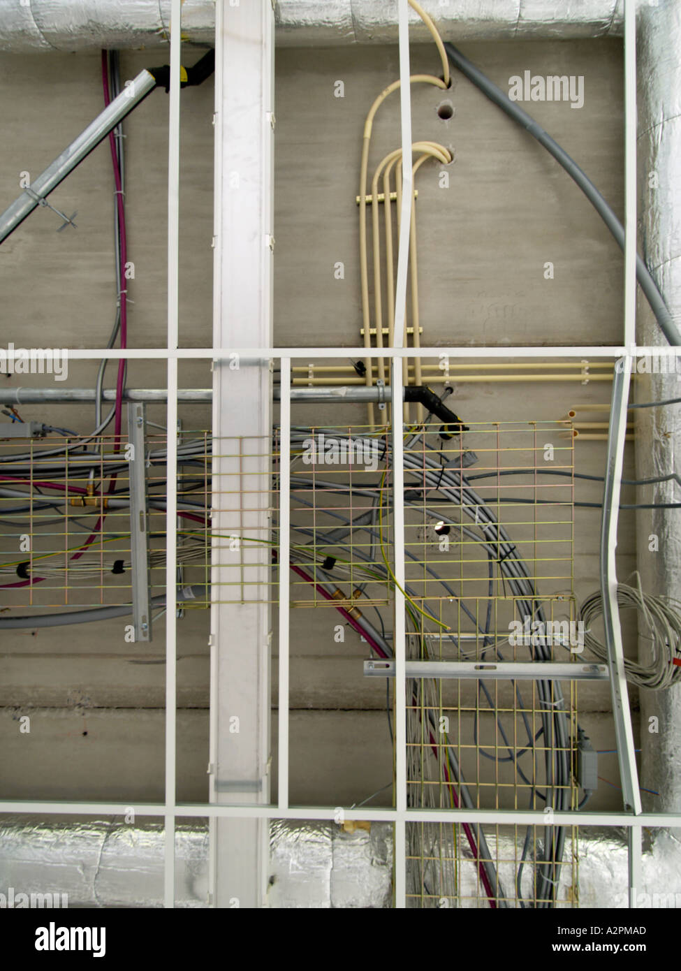 Communication And Network Wires In A Metal Tray Power Cables