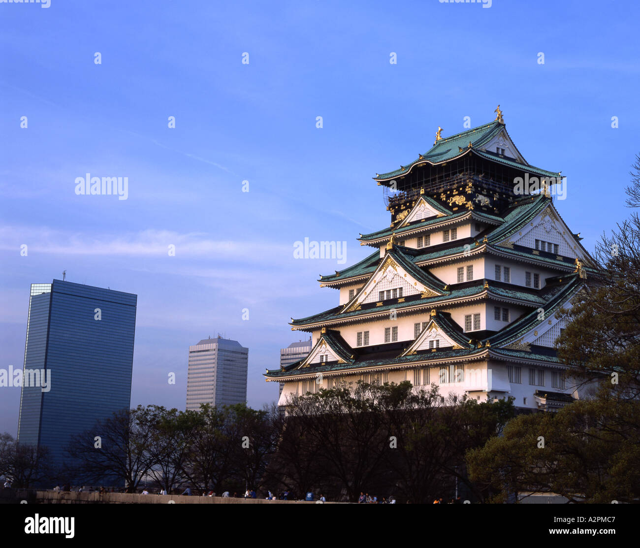 Osaka Castle And Modern Skyscrapers Traditional And Modern Japan Stock Photo Alamy