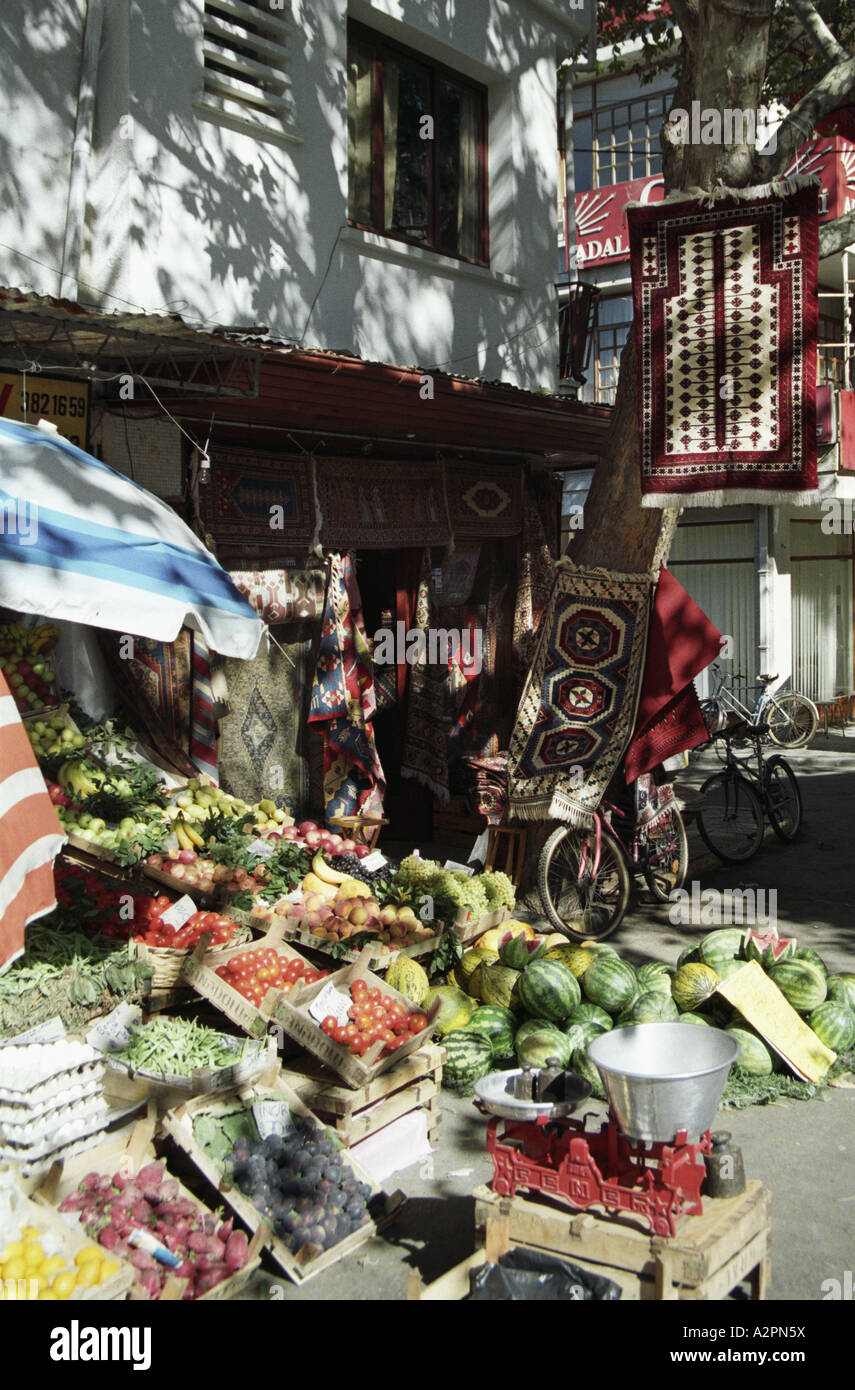 Street Market, Buyukada, Princes Islands, Sea of Marmaris, Turkey Stock Photo