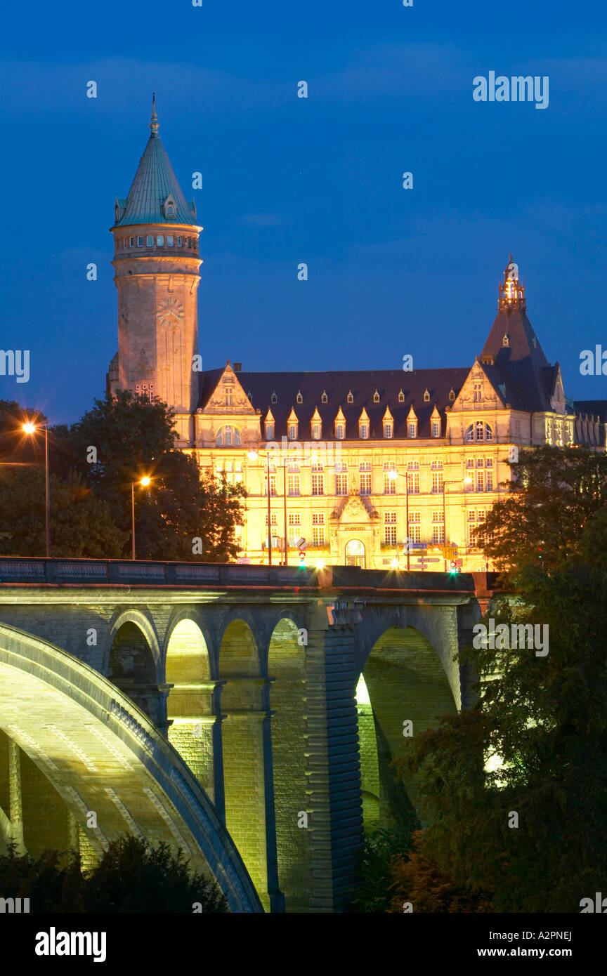 Pont Adolphe and the State Savings Bank, Luxembourg City Stock Photo