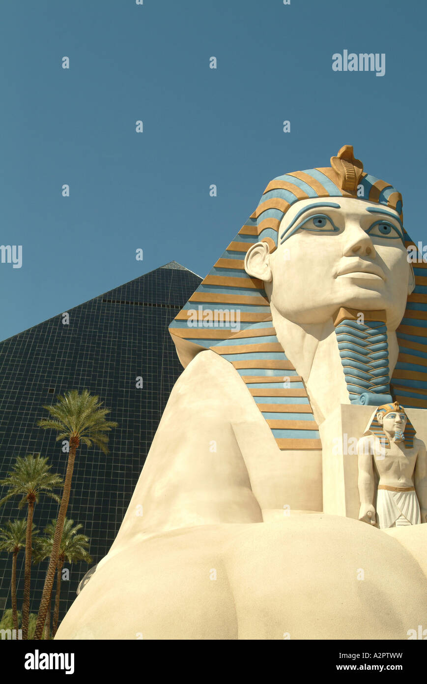 Las Vegas Luxor Hotel A replicas of the Sphinx and Pyramid of Egypt are ...