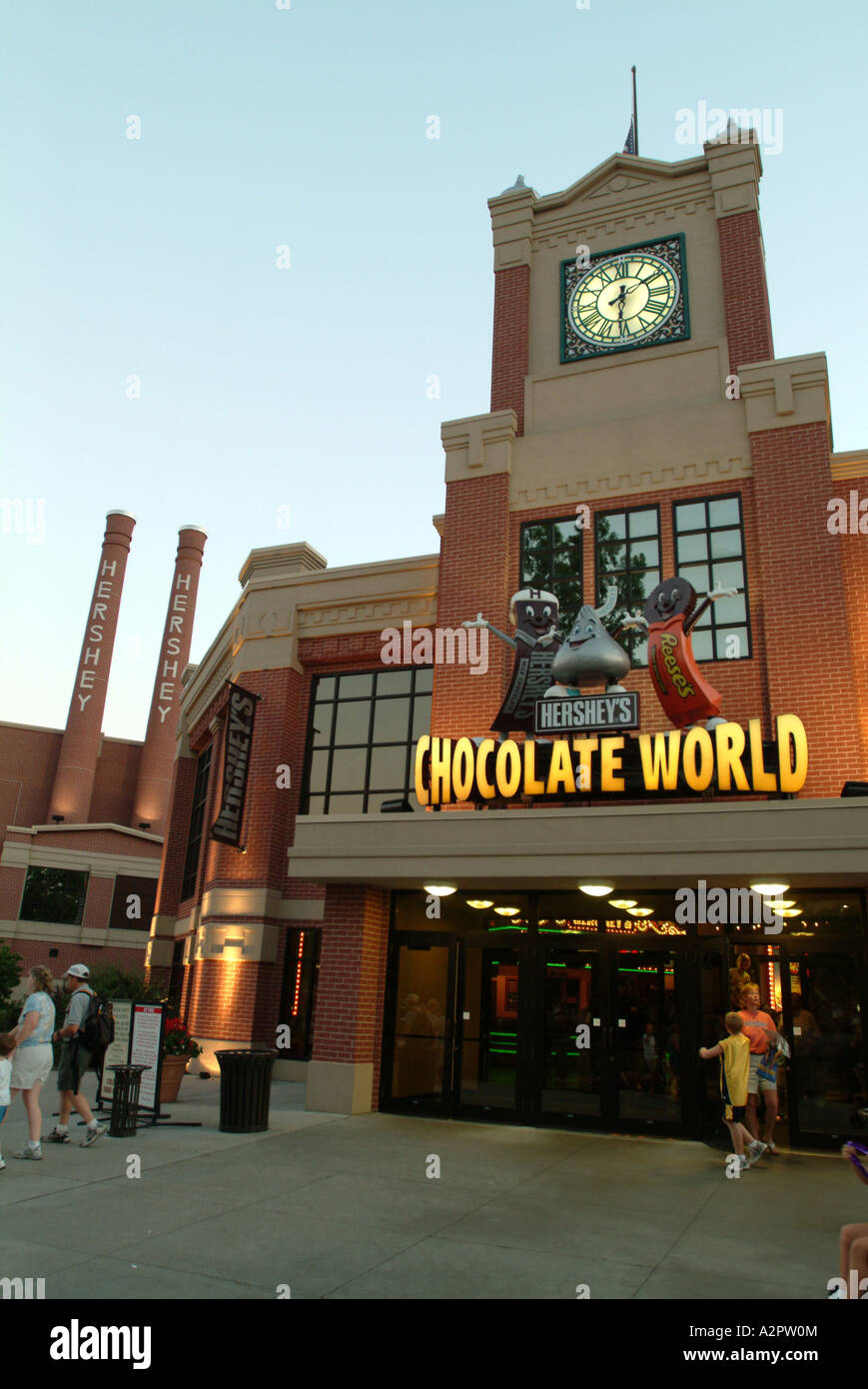 Hershey s Chocolate World at dusk exterior Stock Photo