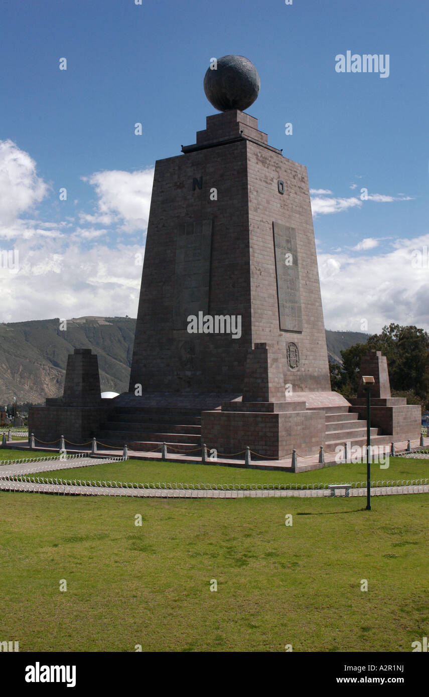 Monument Mitad del Mundo (the Middle of the World) on the equator line near Quito, Ecuador Stock Photo