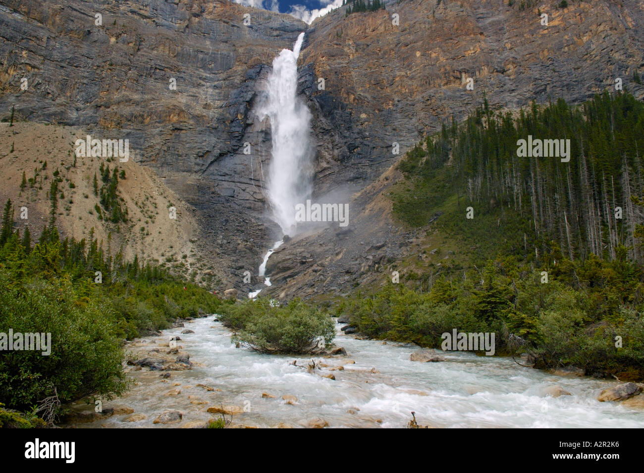 Takakkaw falls from melting Mount Daly glacier Yoho National Park BC