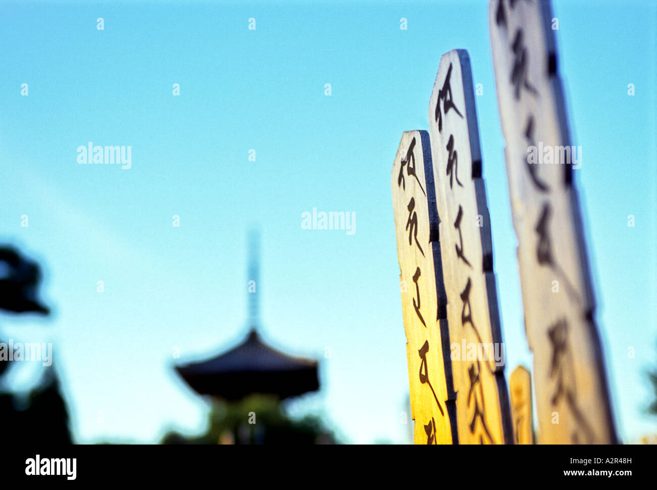 Steles in a Buddhist cemetery Kyoto Japan Stock Photo