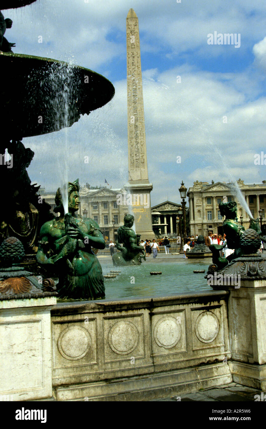 Fountain in the Place de la Concorde Paris France fountain water Parisian Stock Photo