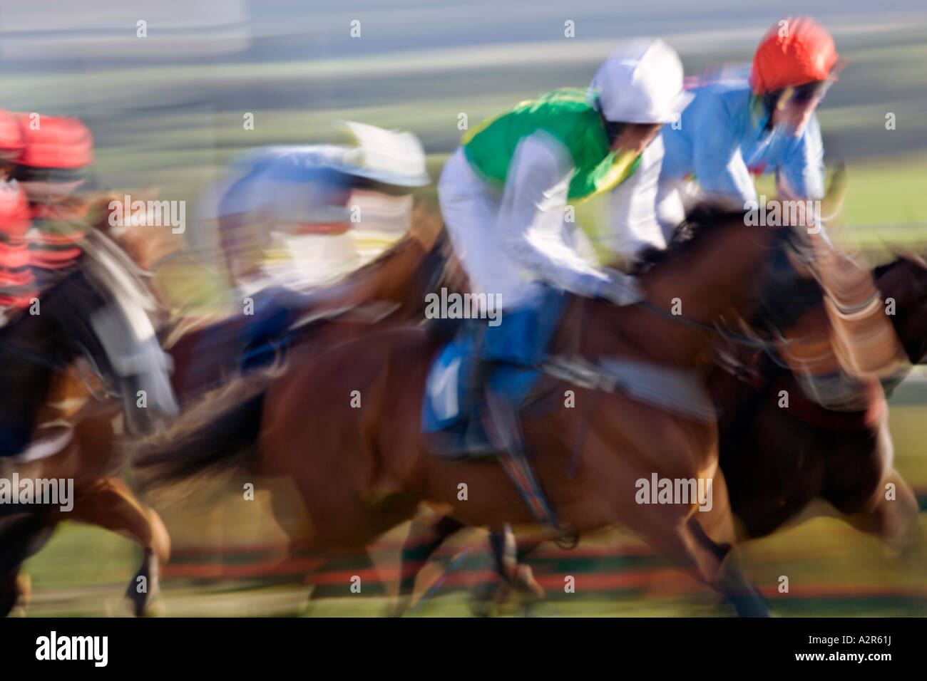 Images of a horse race at Hexham Northumberland The images are blurred