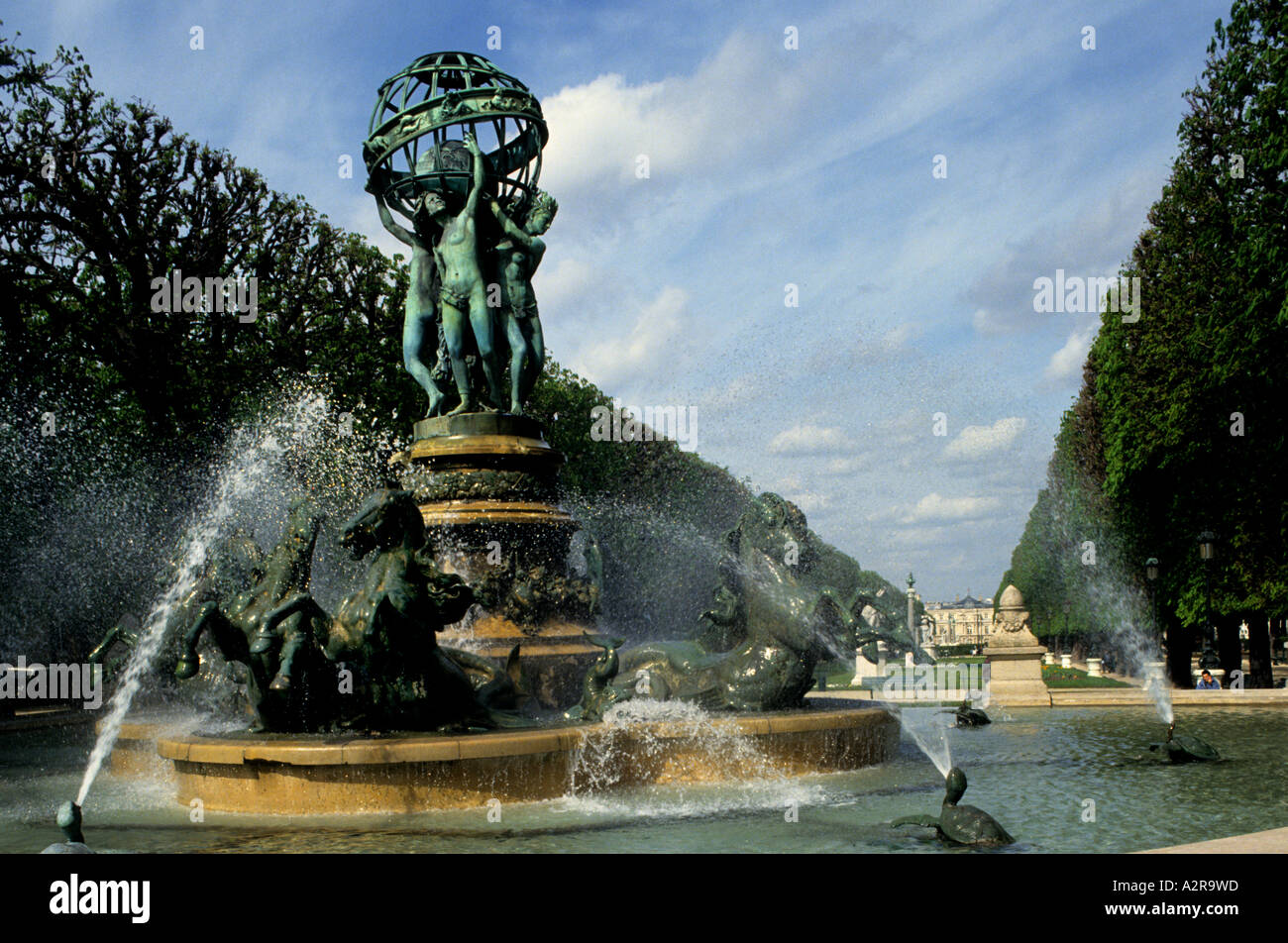 France Paris Observatory Garden Fountain the Four parts of the world near Luxembourg Gardens Stock Photo