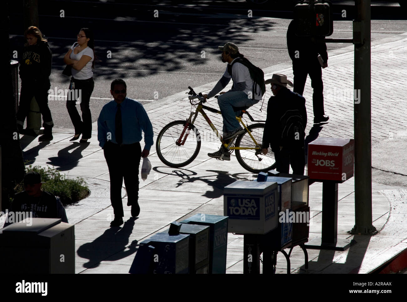 A street scene Fifth and Flower in downtown Los Angeles Los Angeles