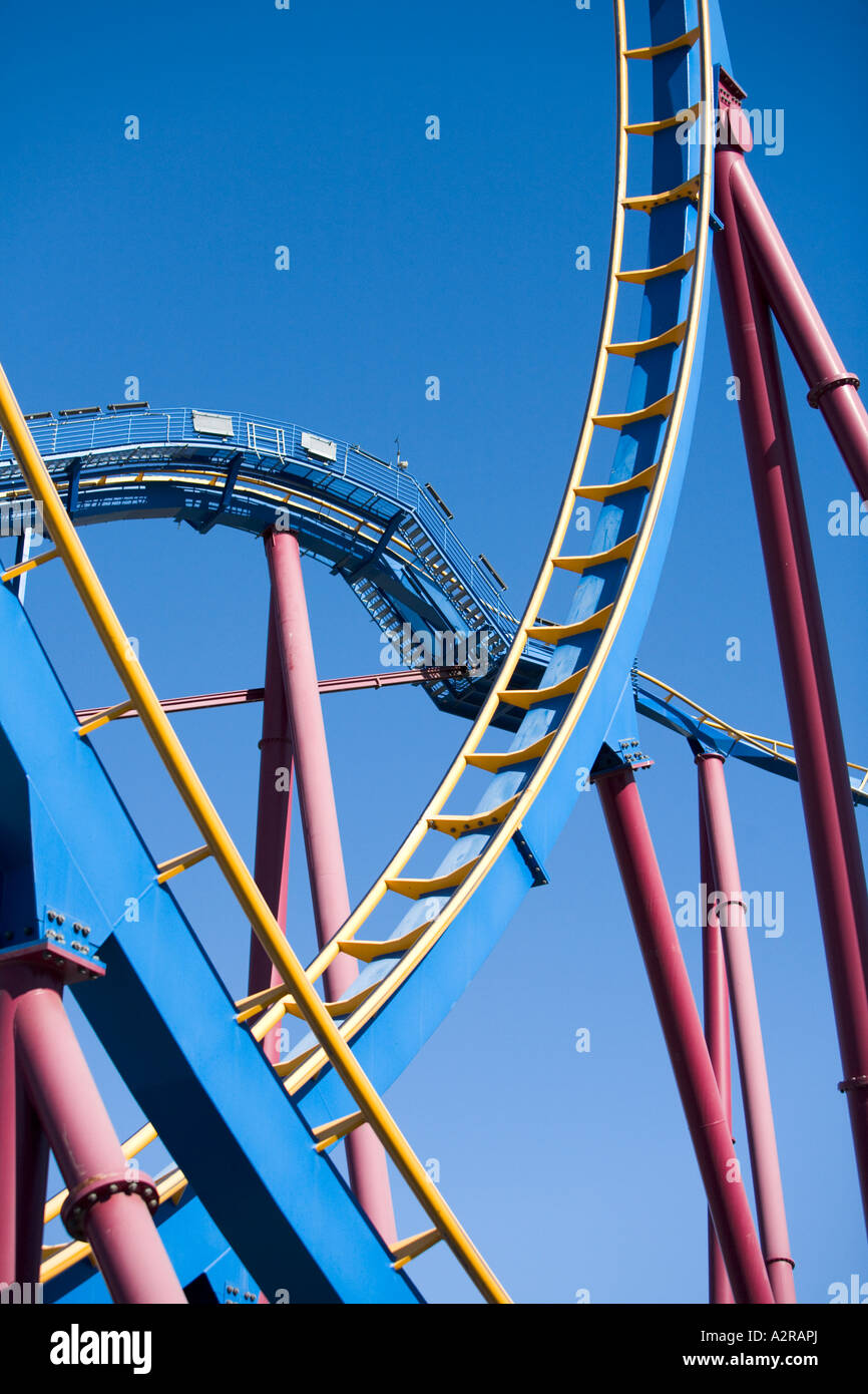 Scream rollercoaster Six Flags Magic Mountain Rides Valencia California United States of America Stock Photo