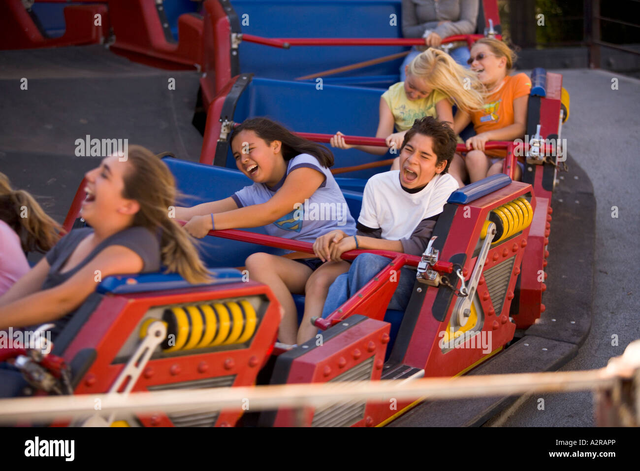 Atom Smasher Six Flags Magic Mountain Rides Valencia California United States of America Stock Photo